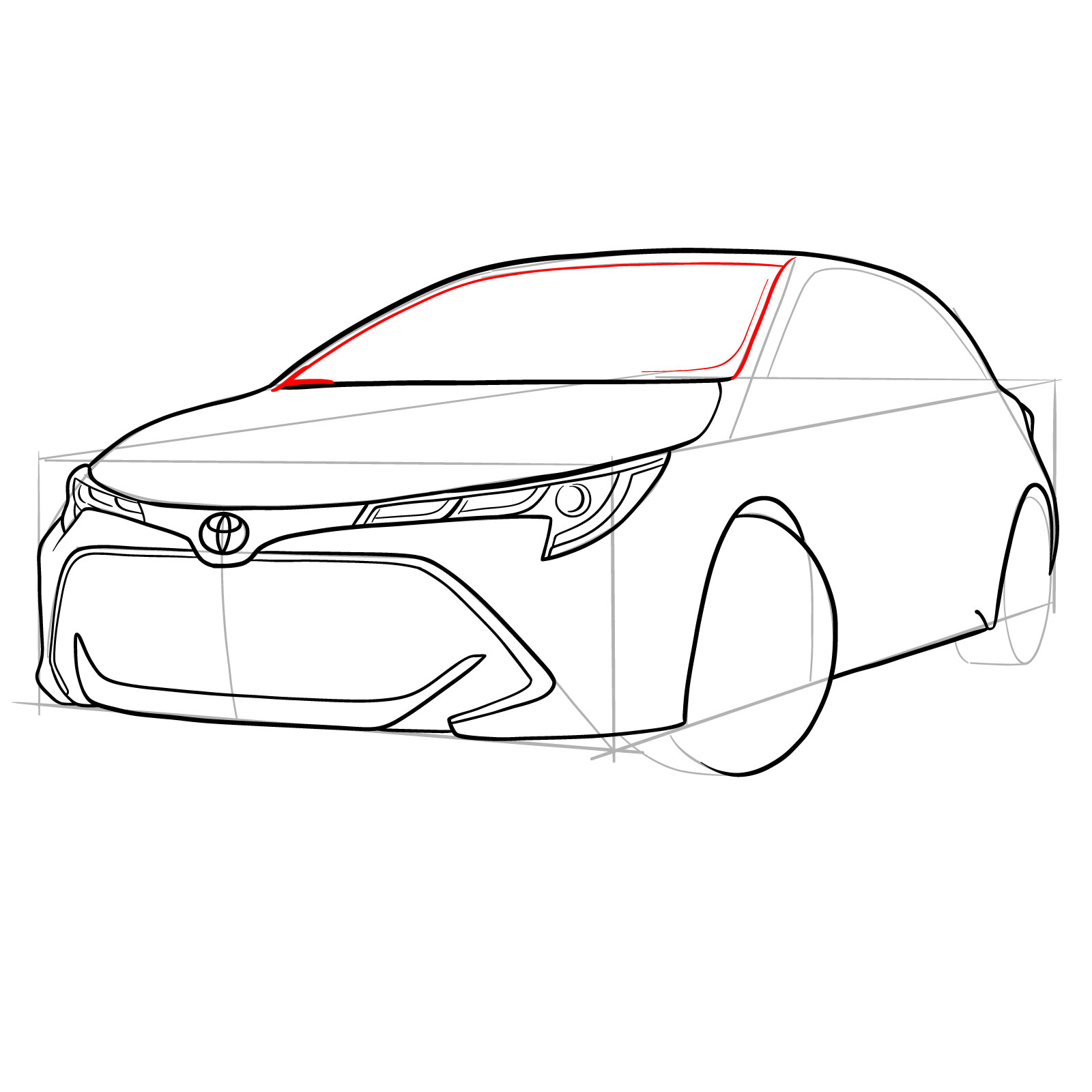 How to draw a 2021 Toyota Corolla - step 21