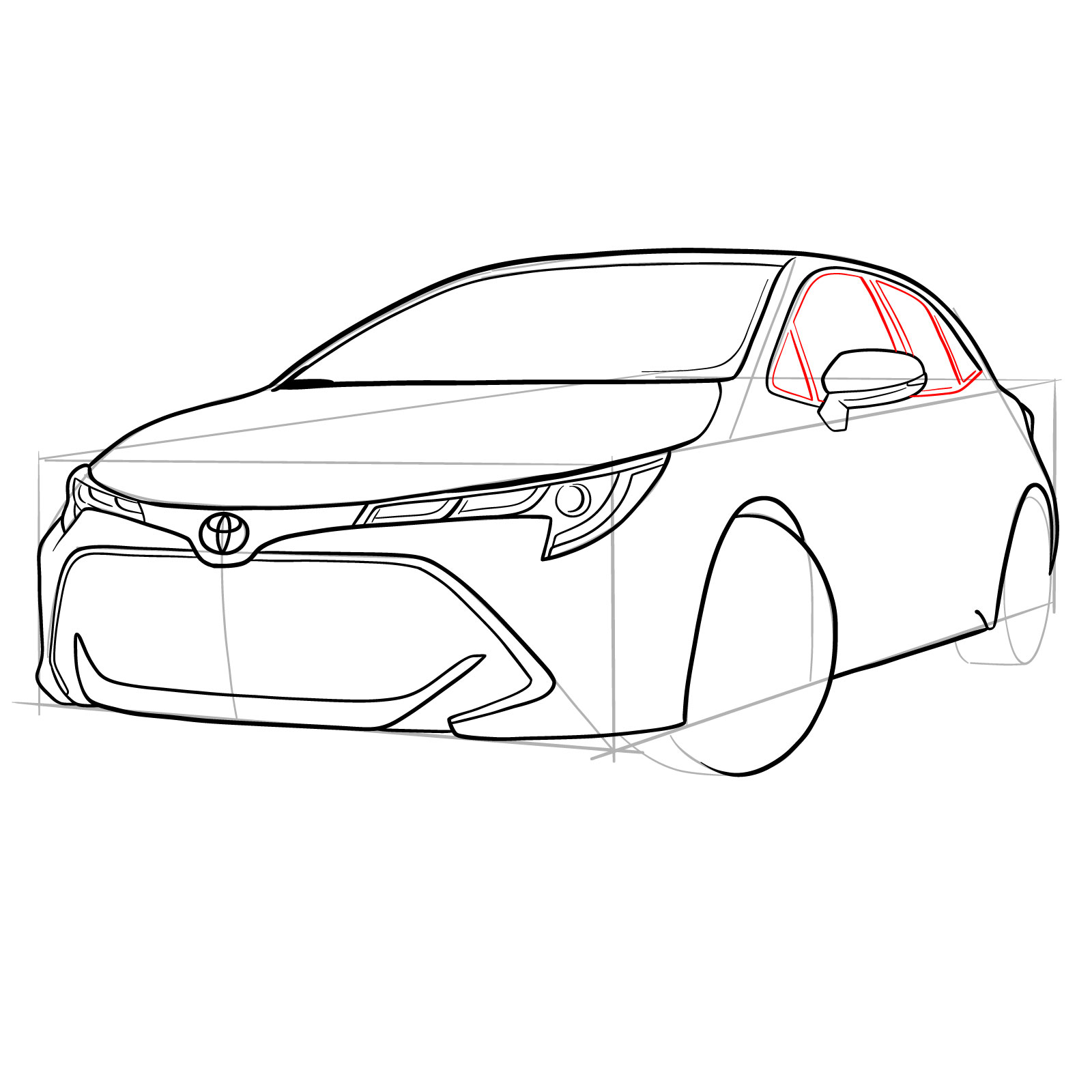 How to draw a 2021 Toyota Corolla - step 25