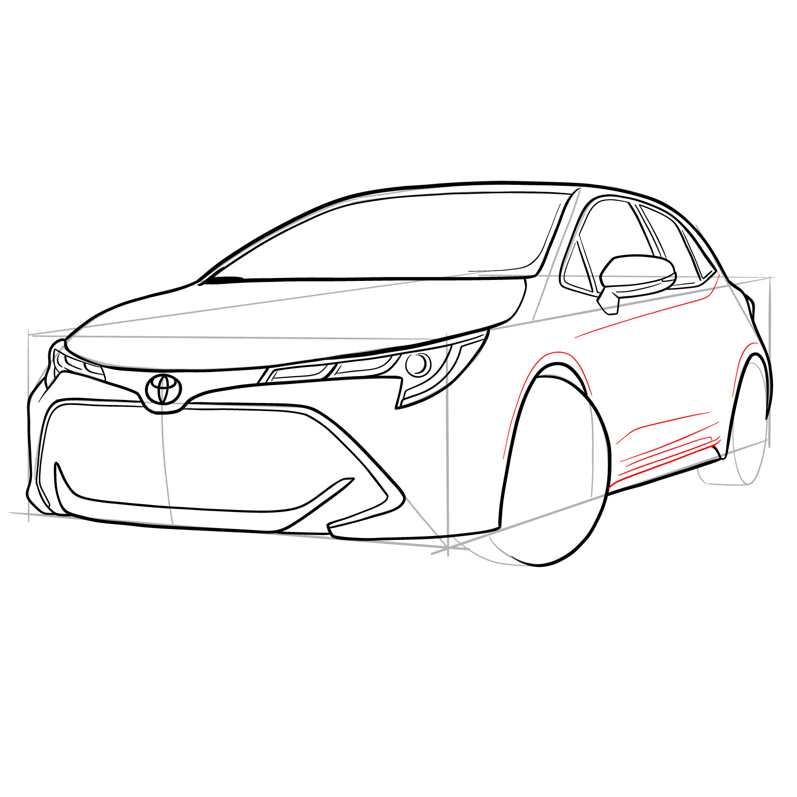 How to draw a 2021 Toyota Corolla - step 26