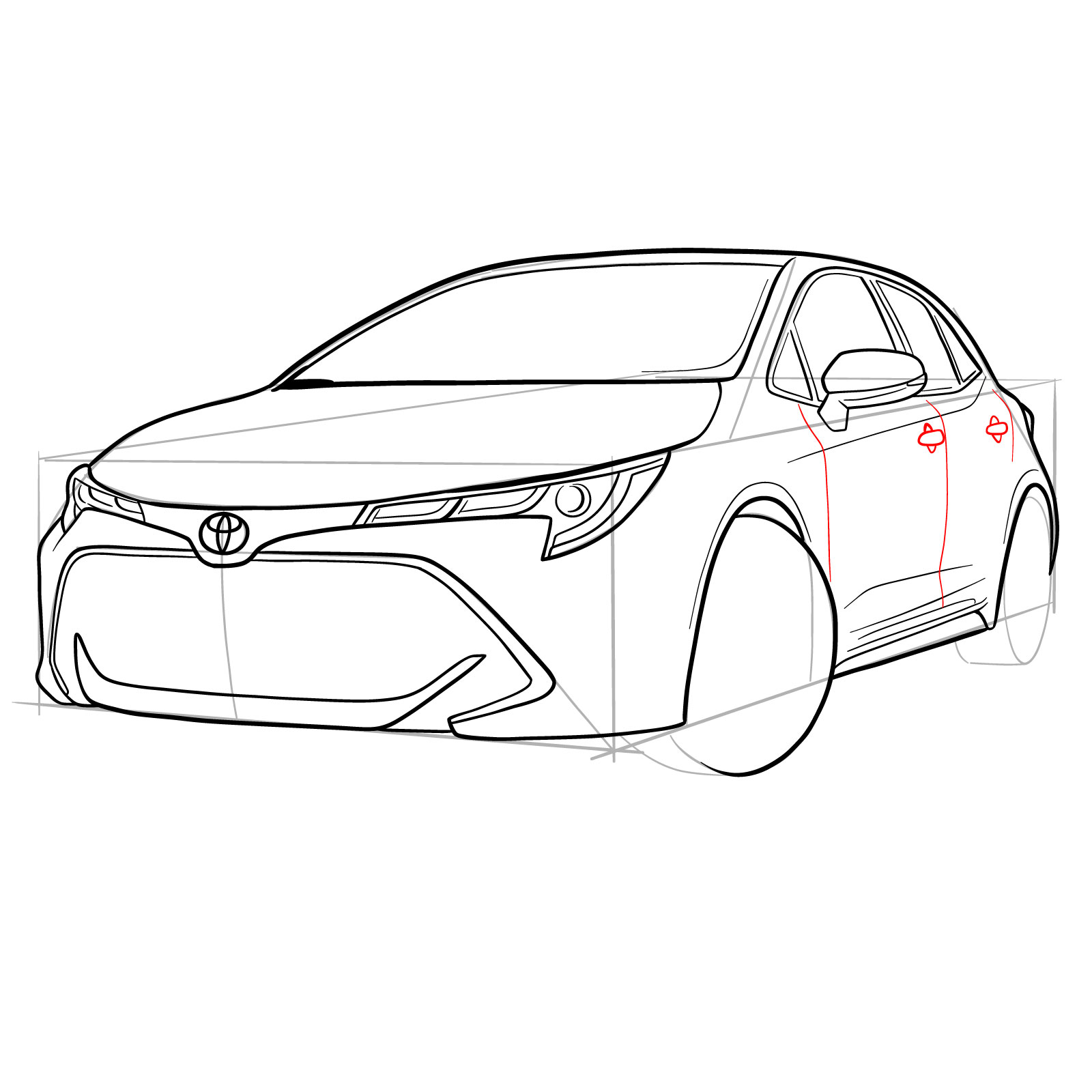 How to draw a 2021 Toyota Corolla - step 27