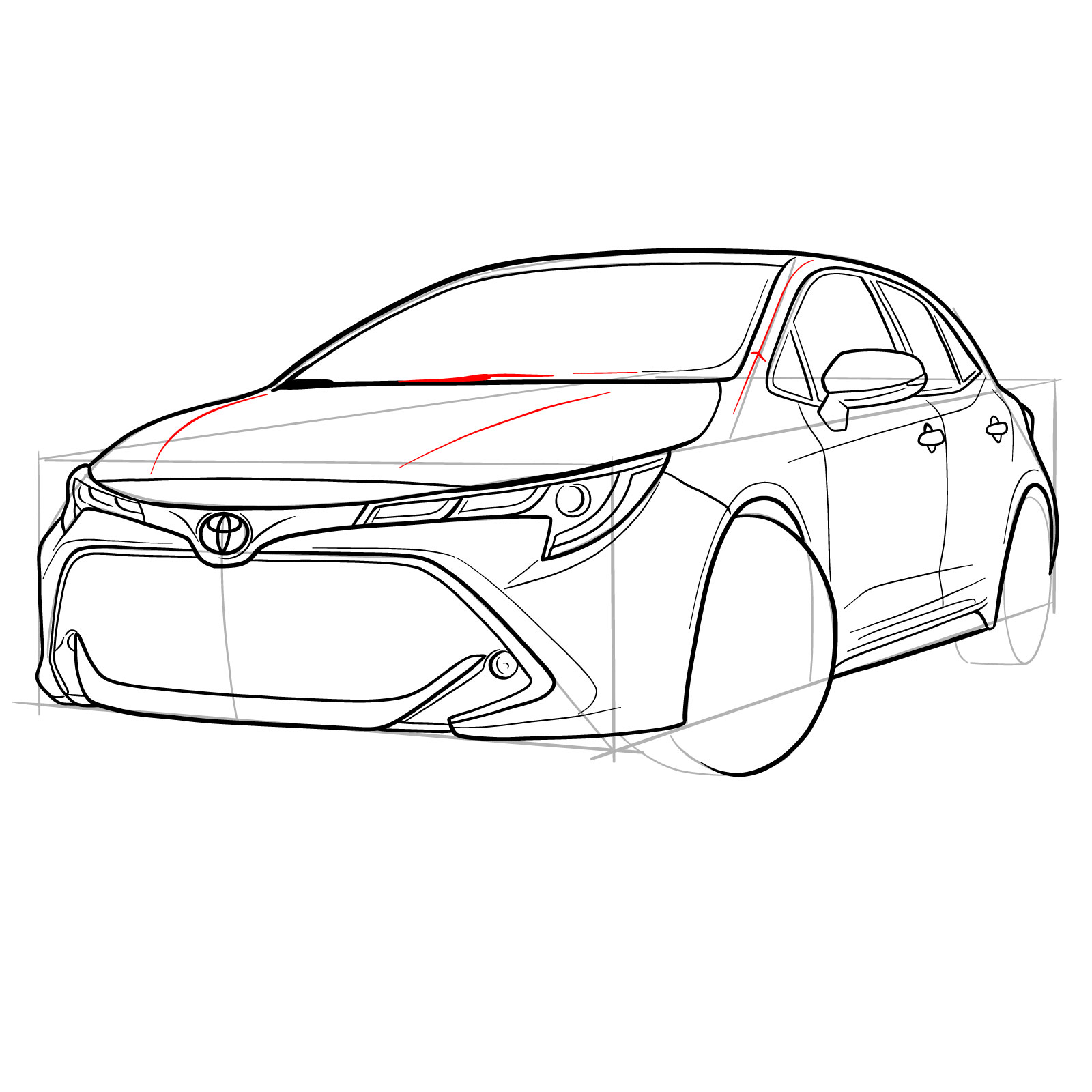 How to draw a 2021 Toyota Corolla - step 30