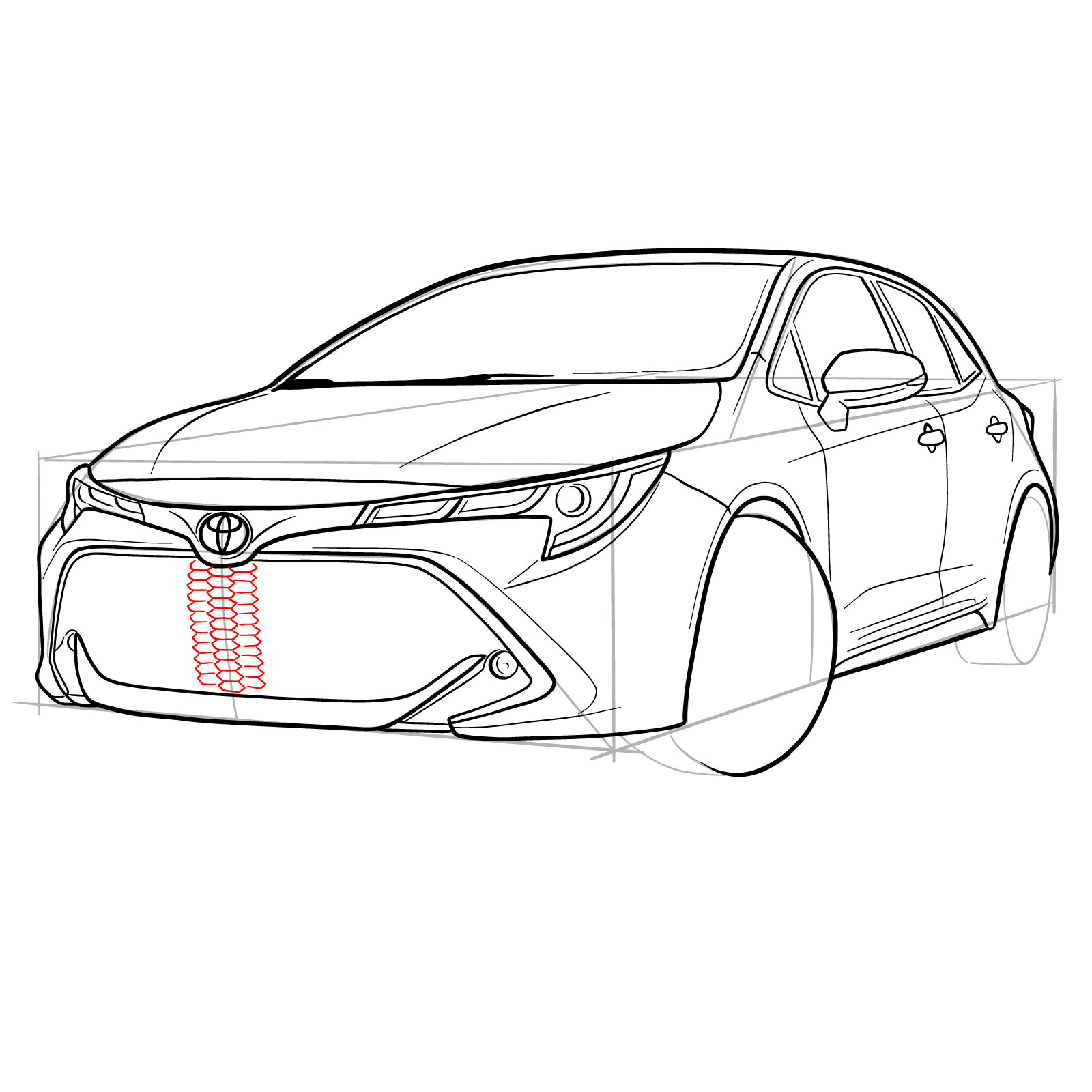 How to draw a 2021 Toyota Corolla - step 31