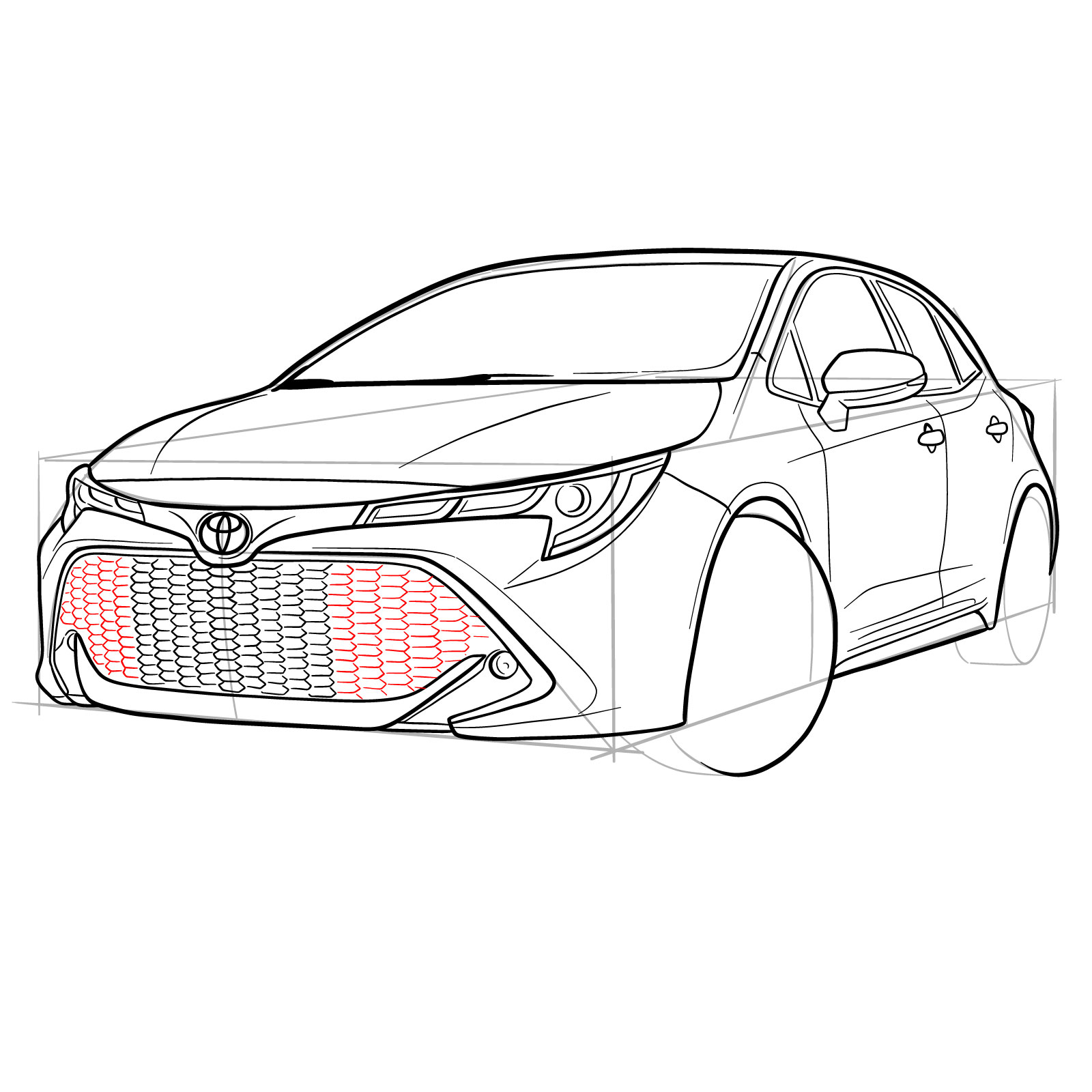 How to draw a 2021 Toyota Corolla - step 33