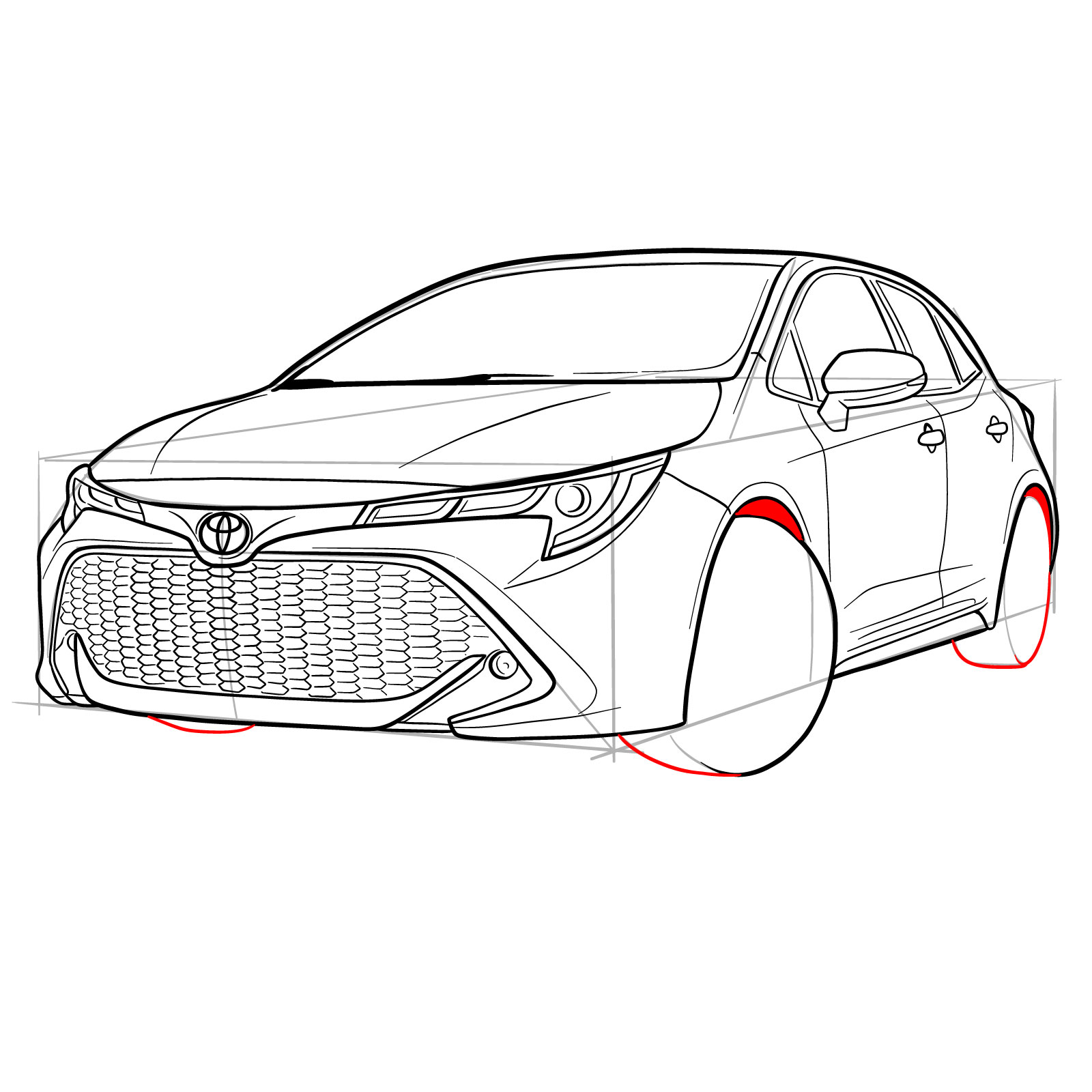 How to draw a 2021 Toyota Corolla - step 34