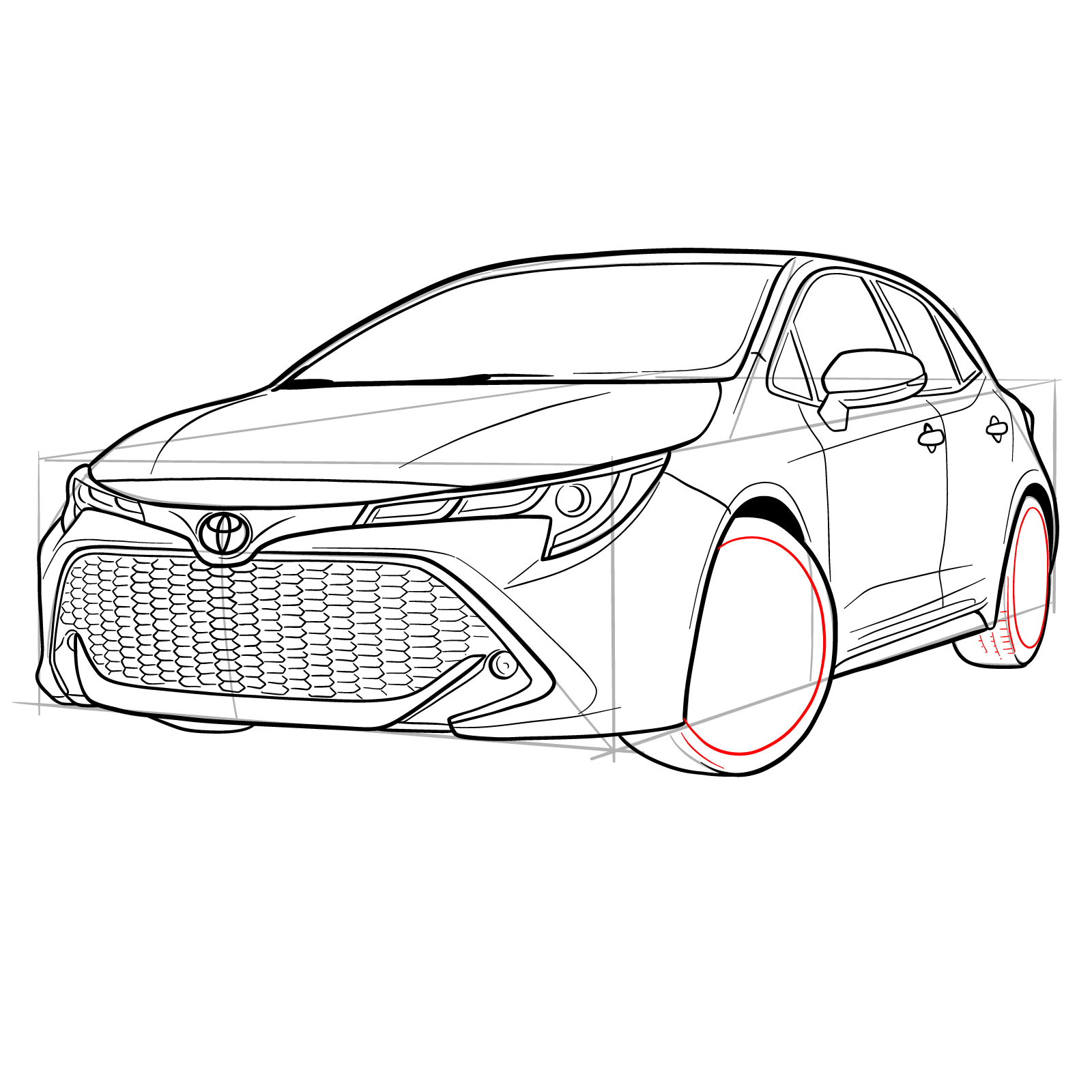 How to draw a 2021 Toyota Corolla - step 35