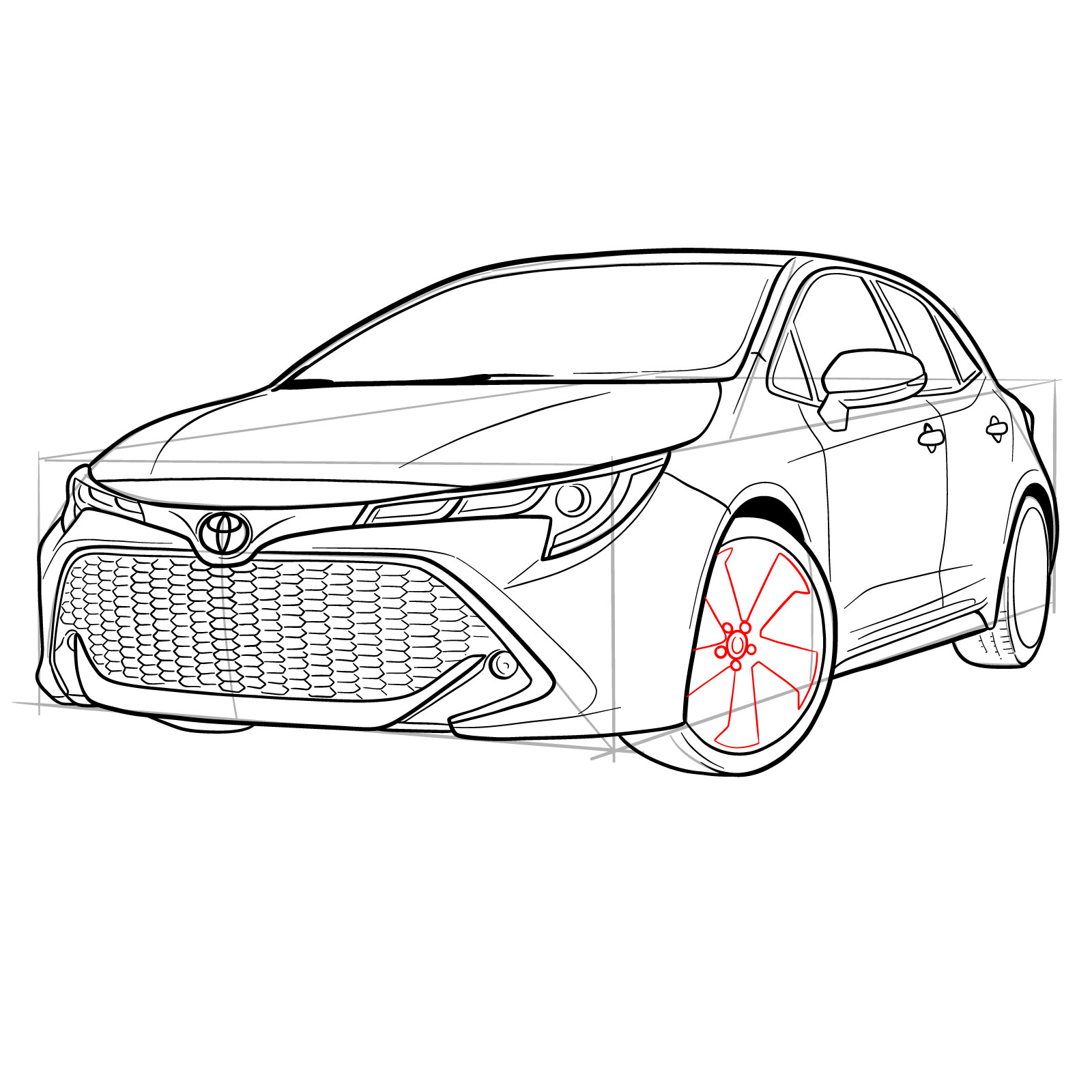 How to draw a 2021 Toyota Corolla - step 36