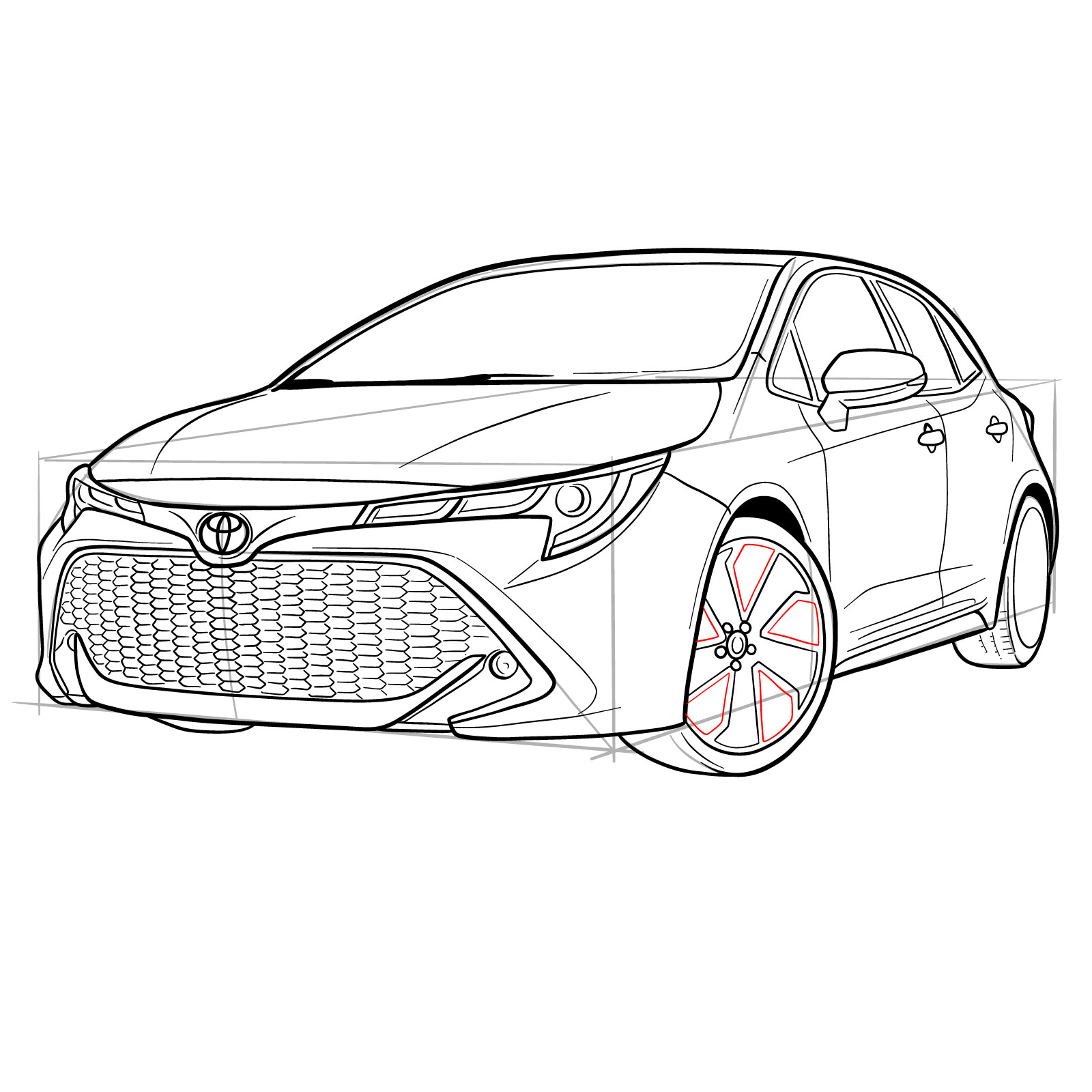 How to draw a 2021 Toyota Corolla - step 37