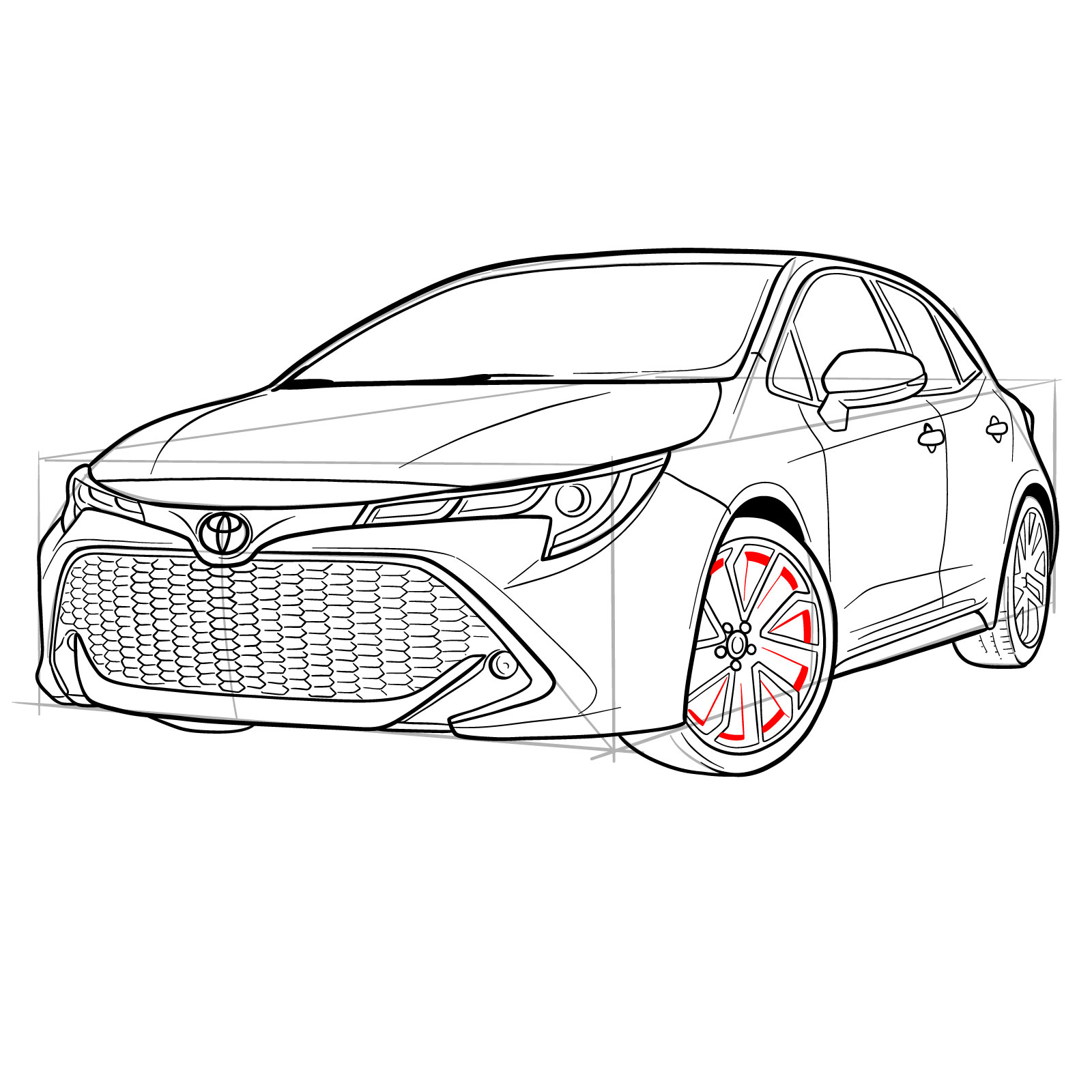 How to draw a 2021 Toyota Corolla - step 39