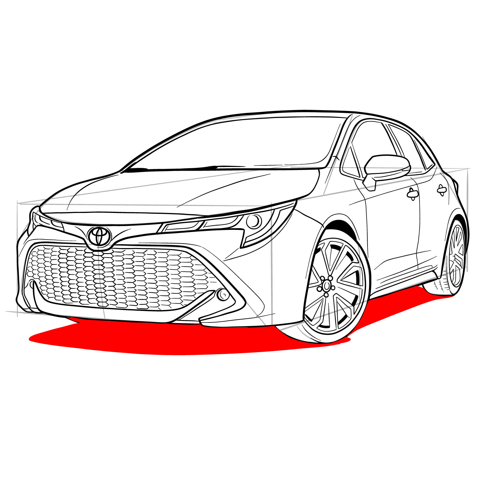 How to draw a 2021 Toyota Corolla - step 40