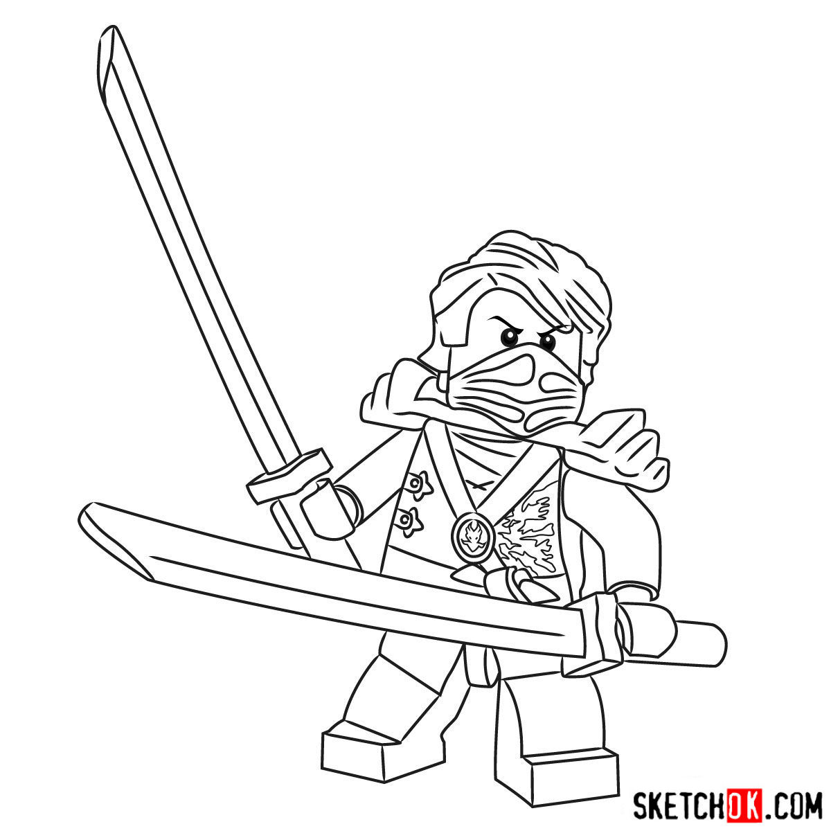 How to draw Lloyd Garmadon from NinjaGO Sketchok easy drawing guides