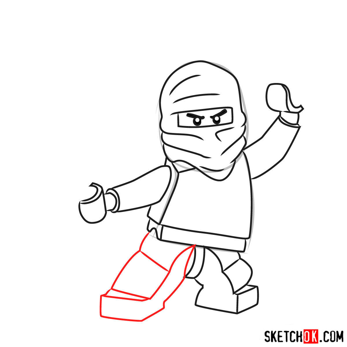 How to draw Zane Ninjago - step 09