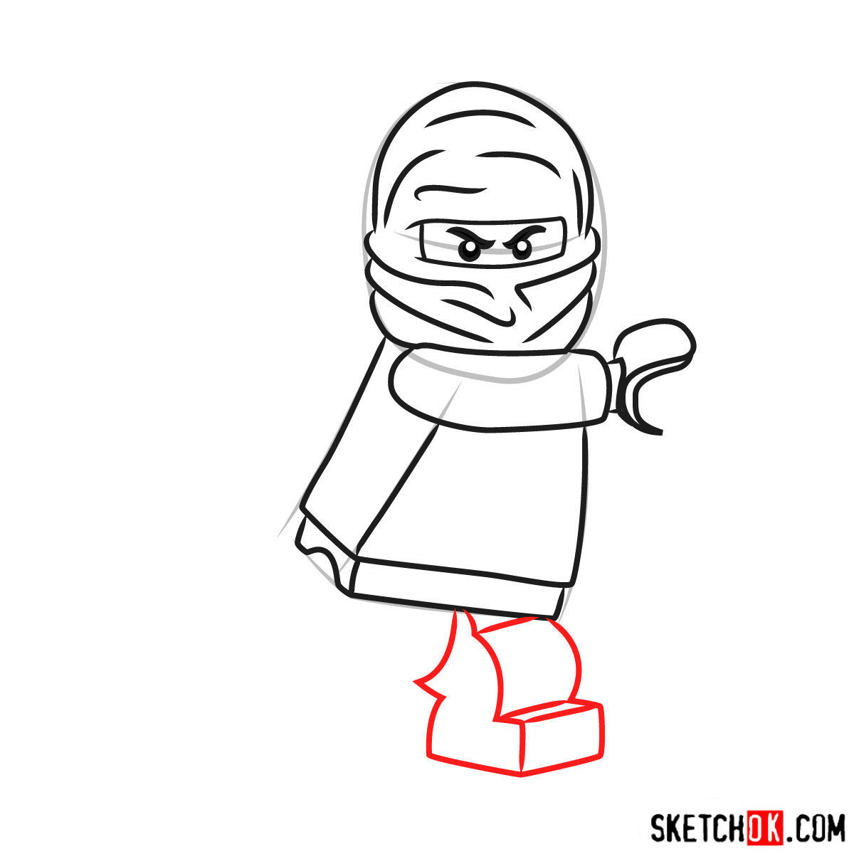 How to draw Kai NinjaGO - step 07