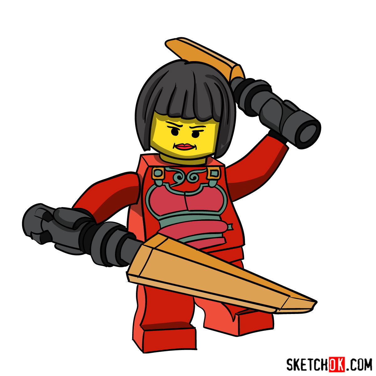 how to draw lego ninjago nya