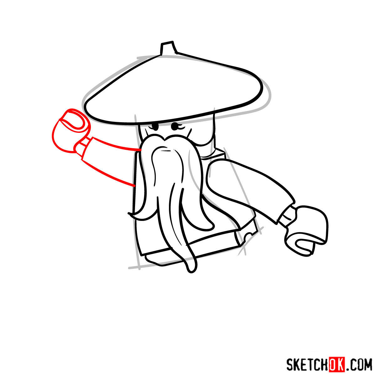 How to draw Sensei Wu from LEGO NinjaGO -  step 06