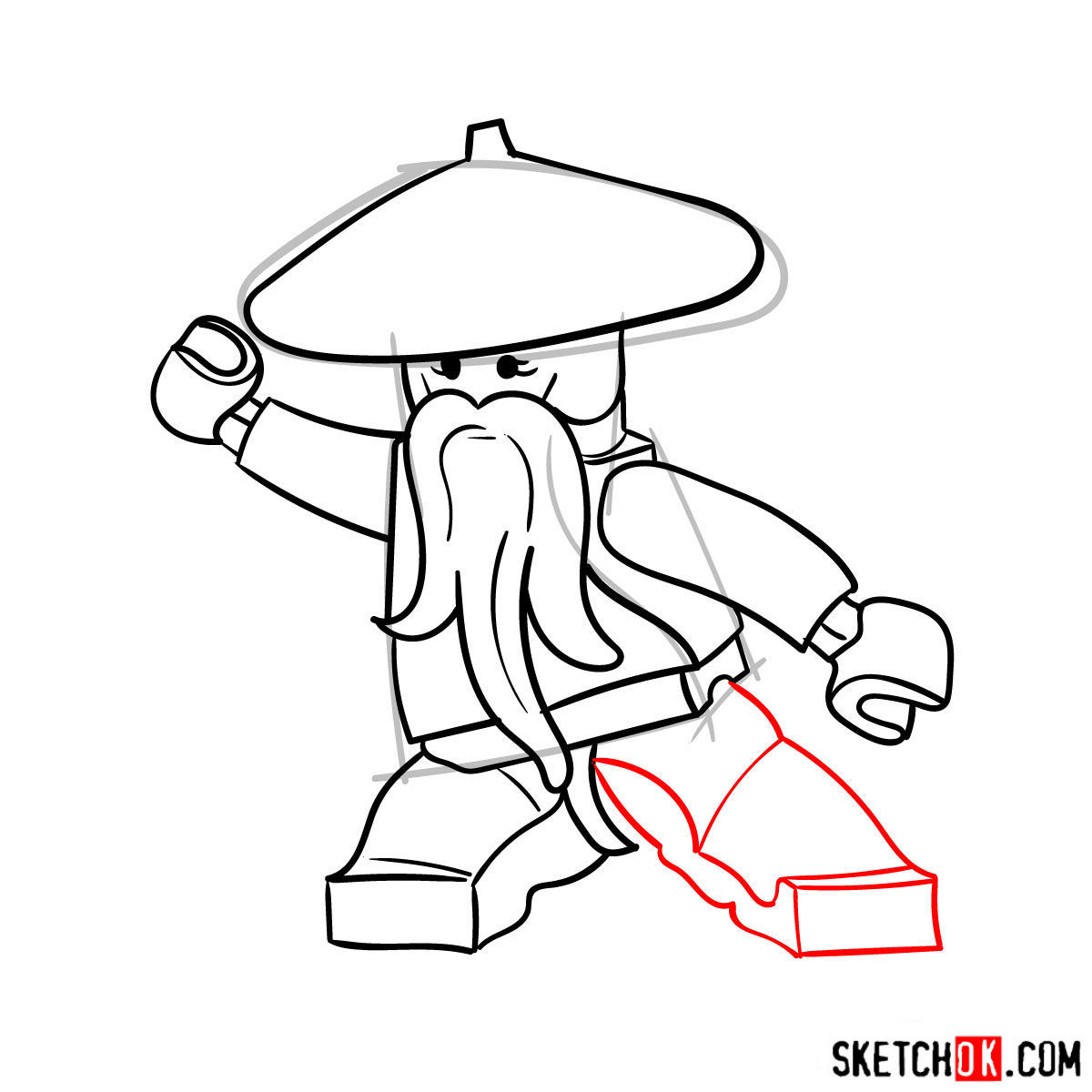 How to draw Sensei Wu from LEGO NinjaGO - step 08