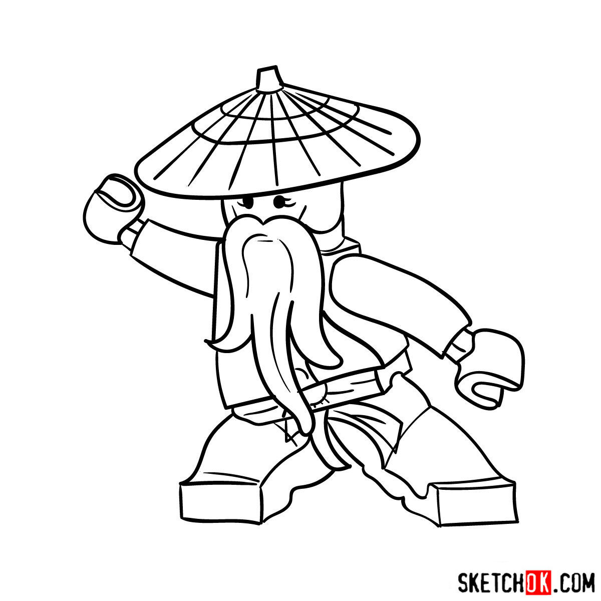 How to draw Sensei Wu from LEGO NinjaGO - step 10