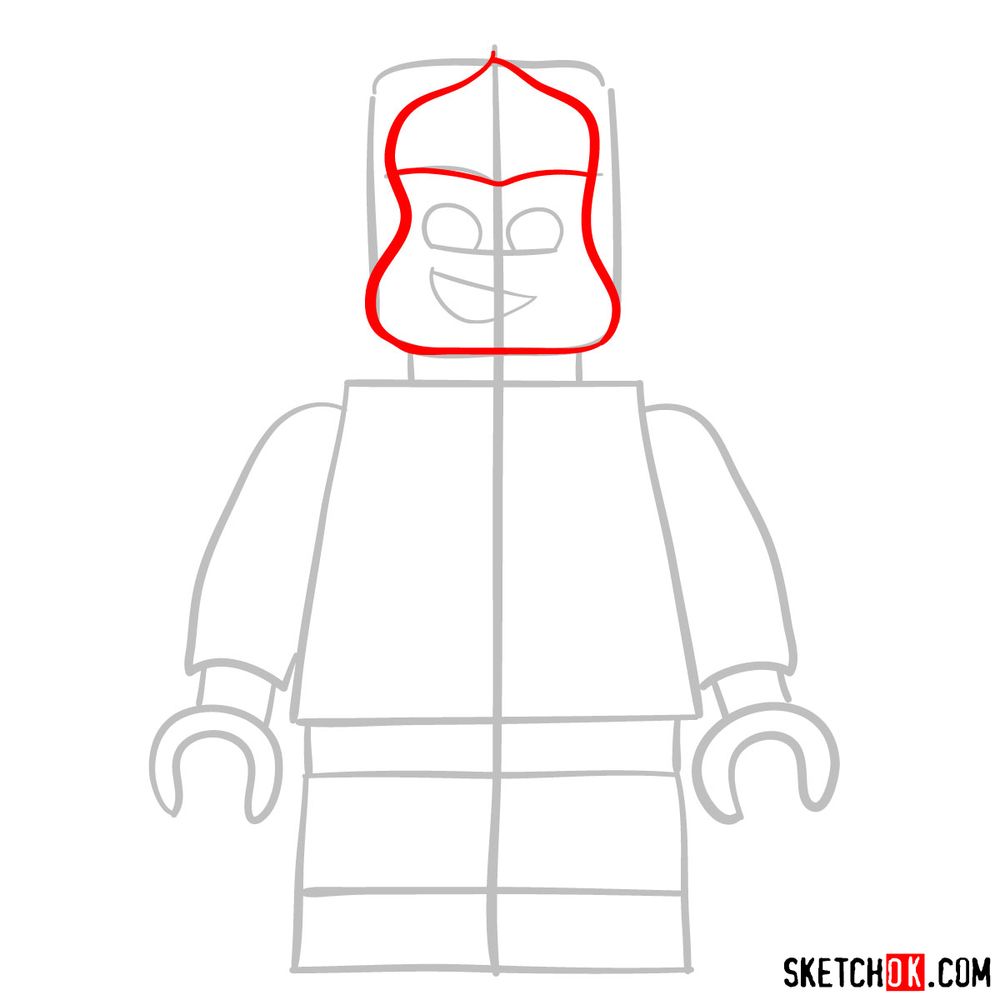 How to draw Wonder Woman LEGO minifigure - step 03