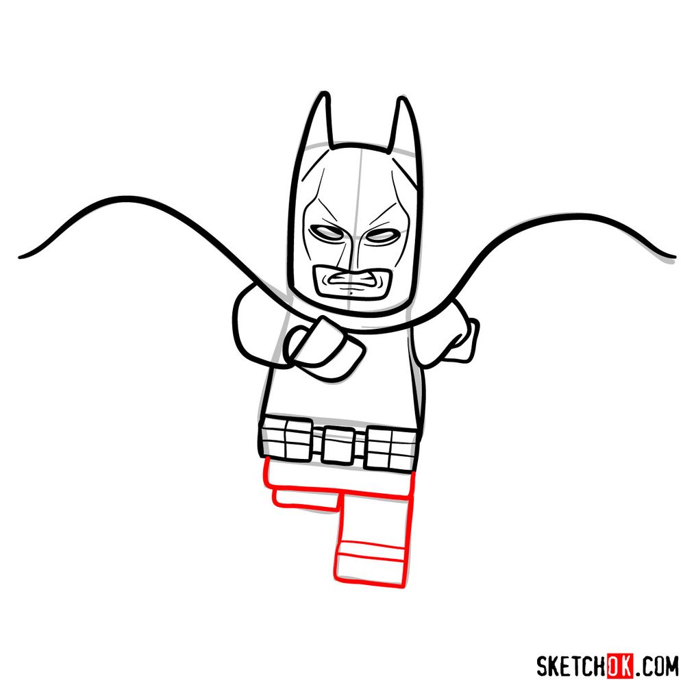 How to draw Batman LEGO minifigure - Sketchok easy drawing guides