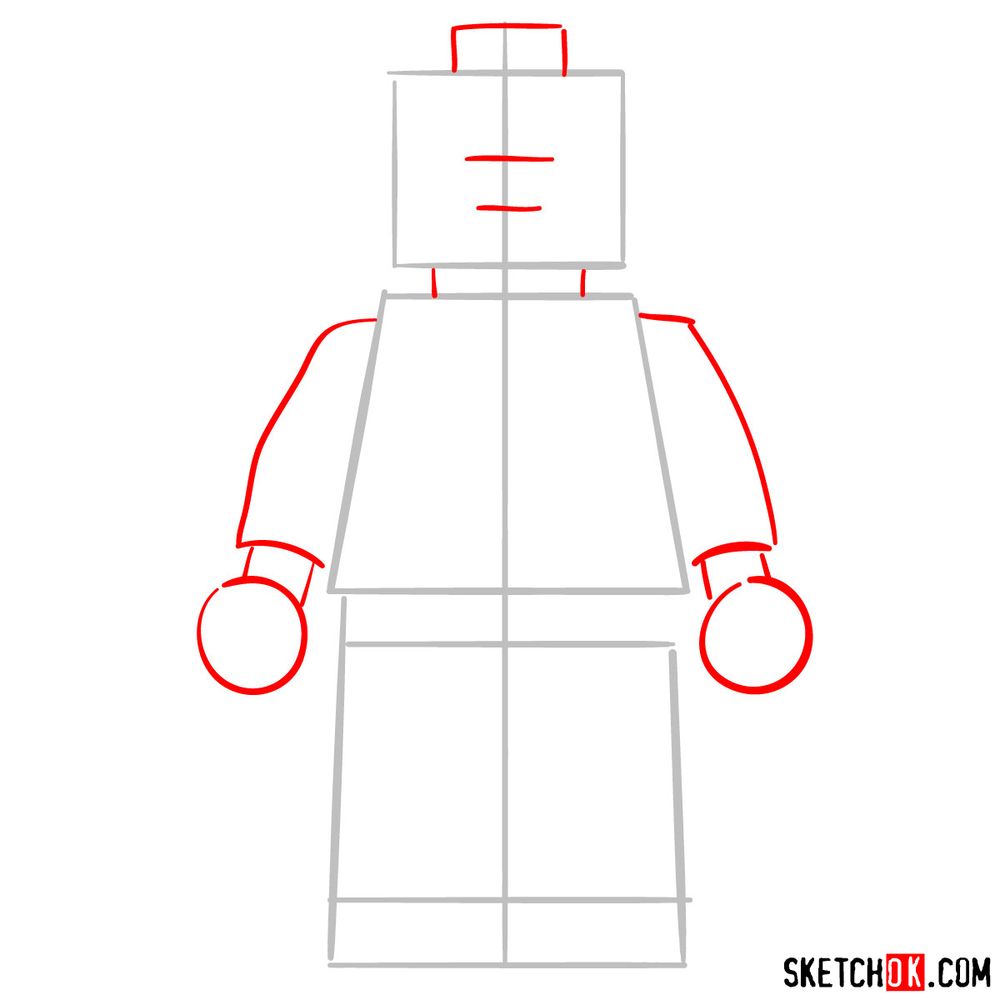 How to draw Lex Luthor LEGO minifigure - step 02
