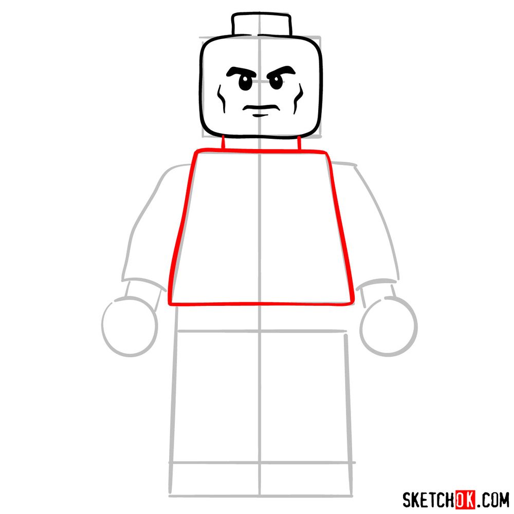 How to draw Lex Luthor LEGO minifigure - step 05