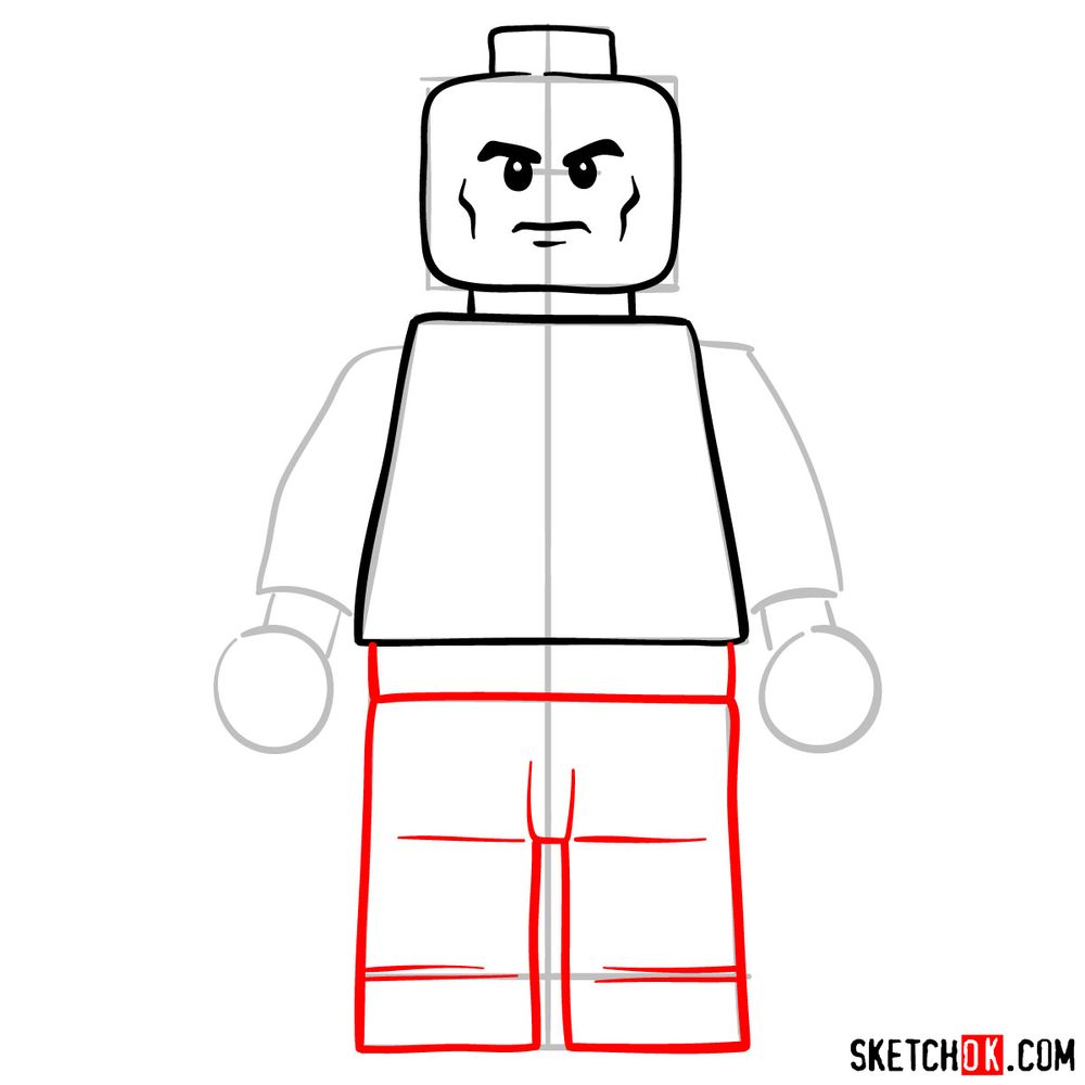 How to draw Lex Luthor LEGO minifigure - step 06