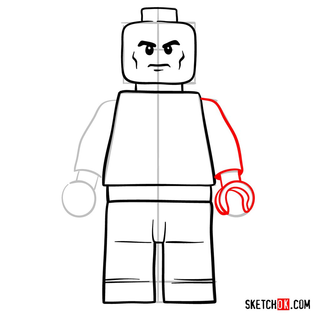 How to draw Lex Luthor LEGO minifigure - step 07