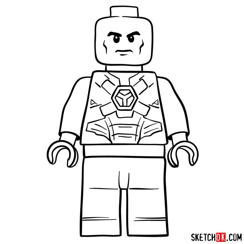 How to draw Lex Luthor LEGO minifigure - step 11