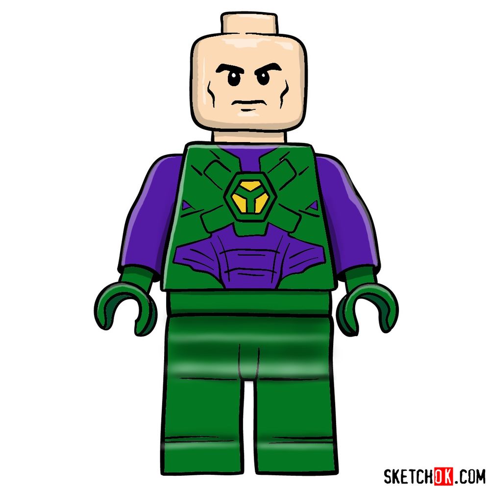 Compose levering Manifold How to draw Lex Luthor LEGO minifigure - Sketchok easy drawing guides