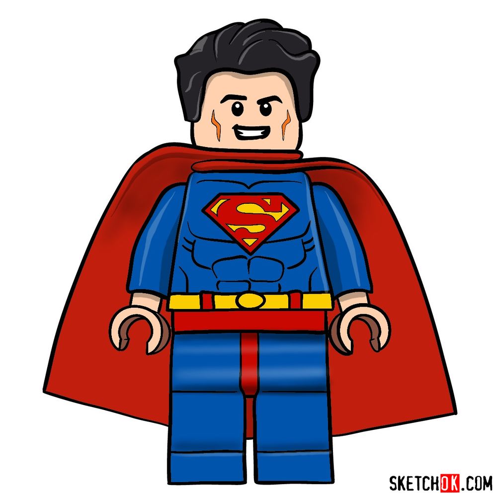 How to draw Superman LEGO minifigure