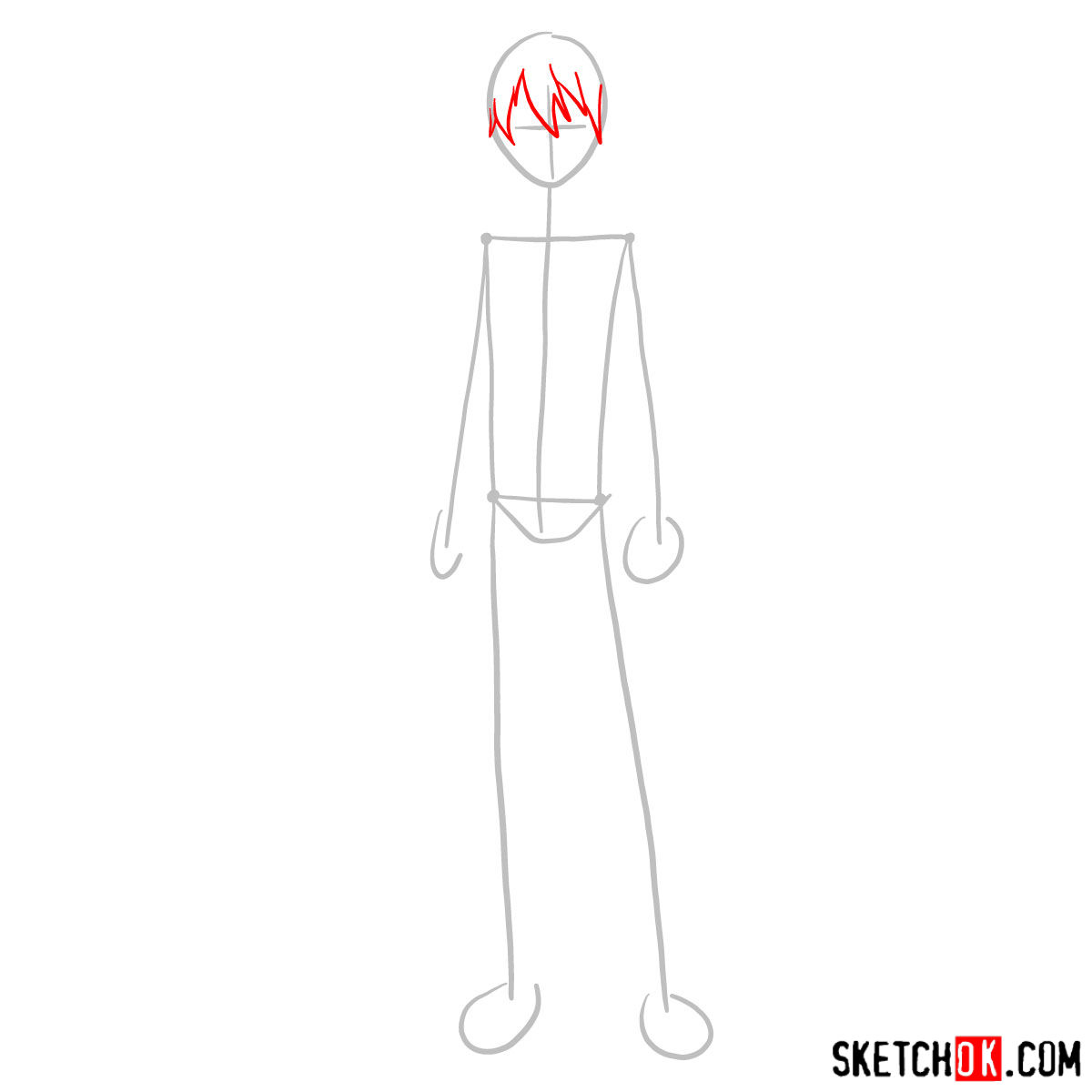 How to draw Kirito (Kirigaya Kazuto) - step 02