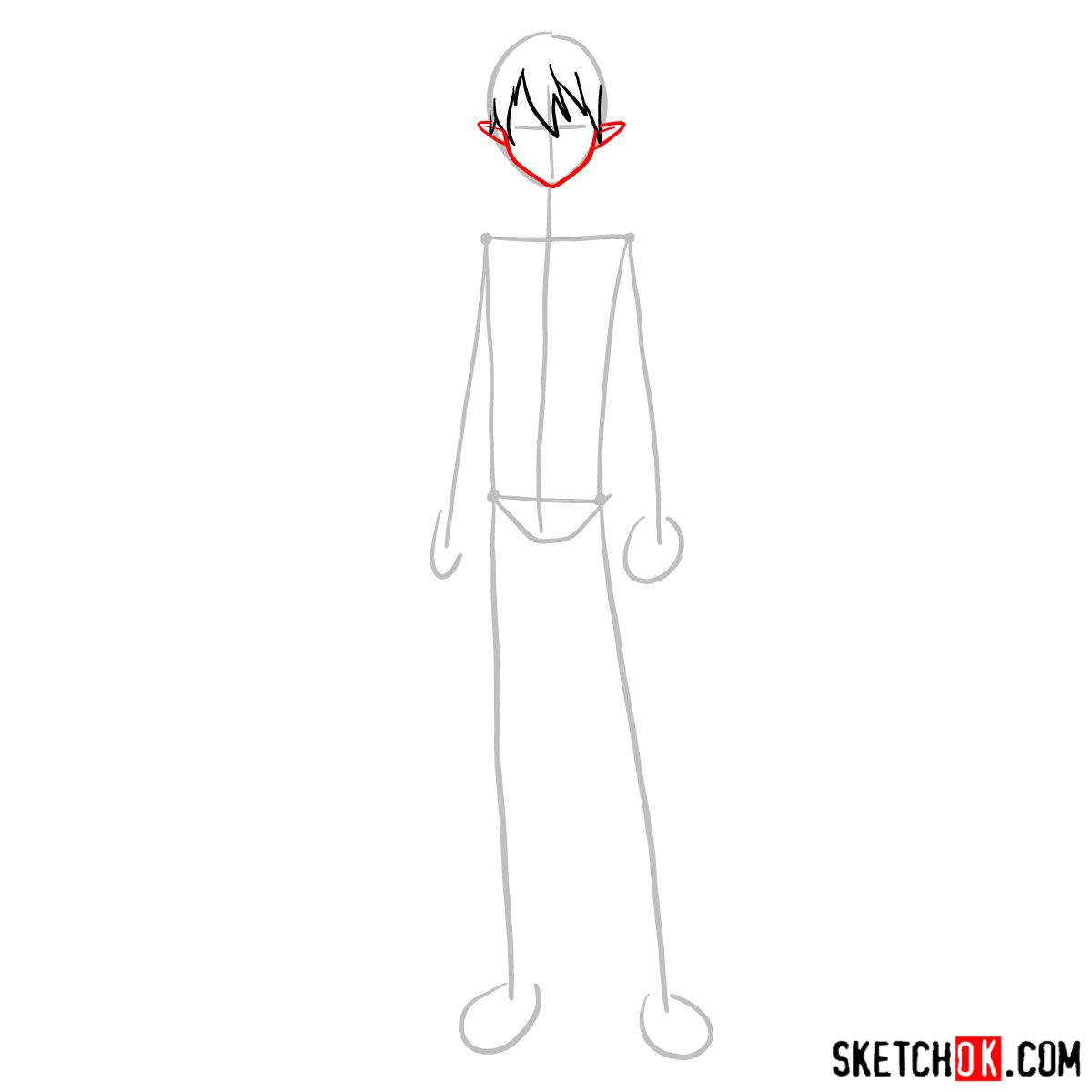 How to draw Kirito (Kirigaya Kazuto) - step 03