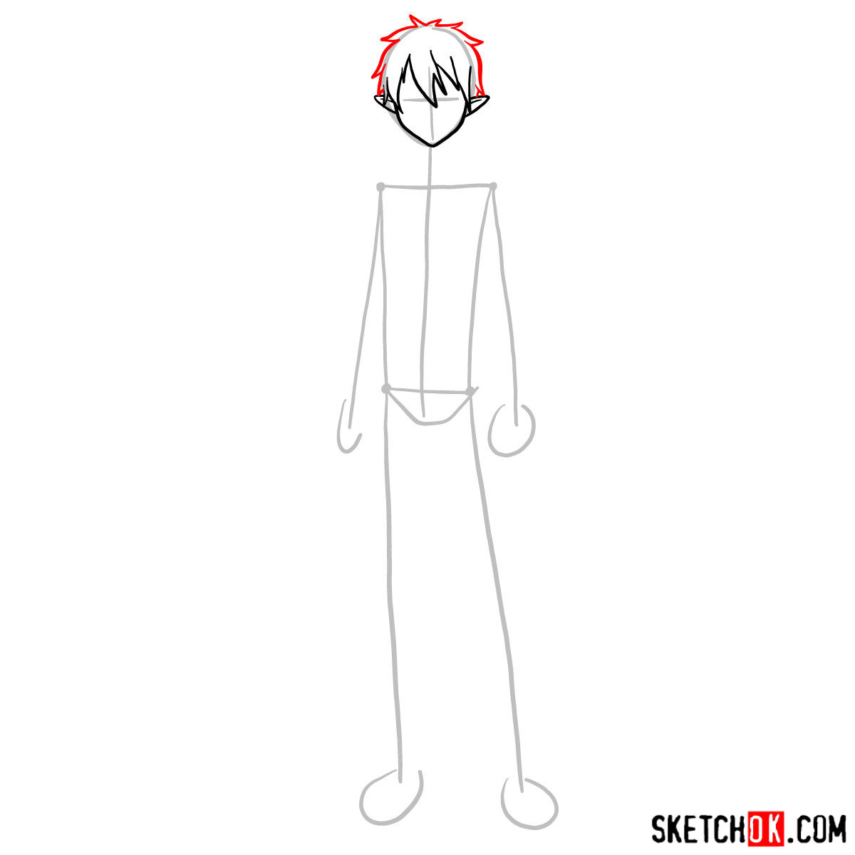 How to draw Kirito (Kirigaya Kazuto) - step 04