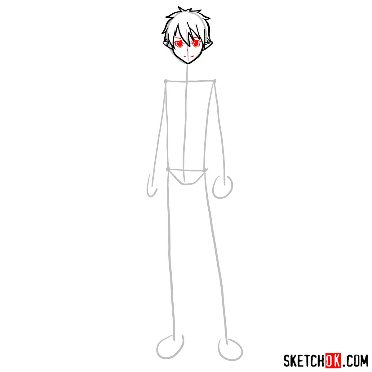 How to draw Kirito (Kirigaya Kazuto) - step 05