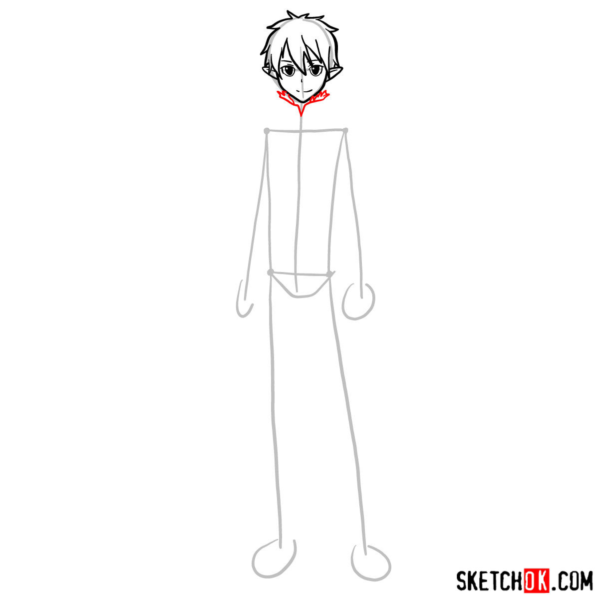 How to draw Kirito (Kirigaya Kazuto) -  step 06