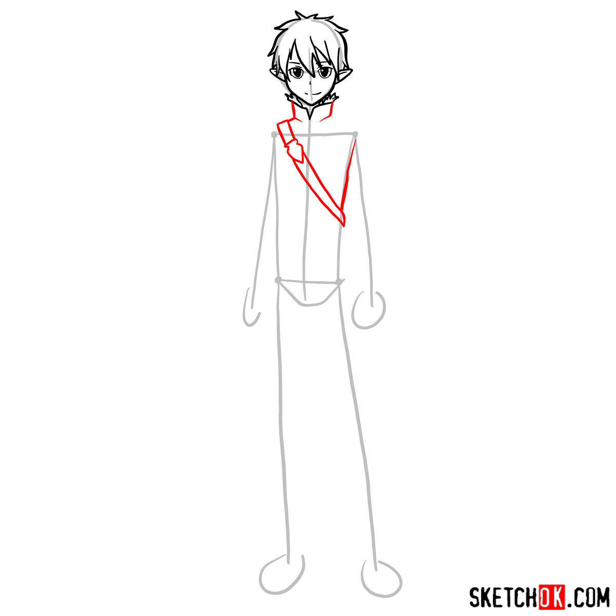 How to draw Kirito (Kirigaya Kazuto) - step 07