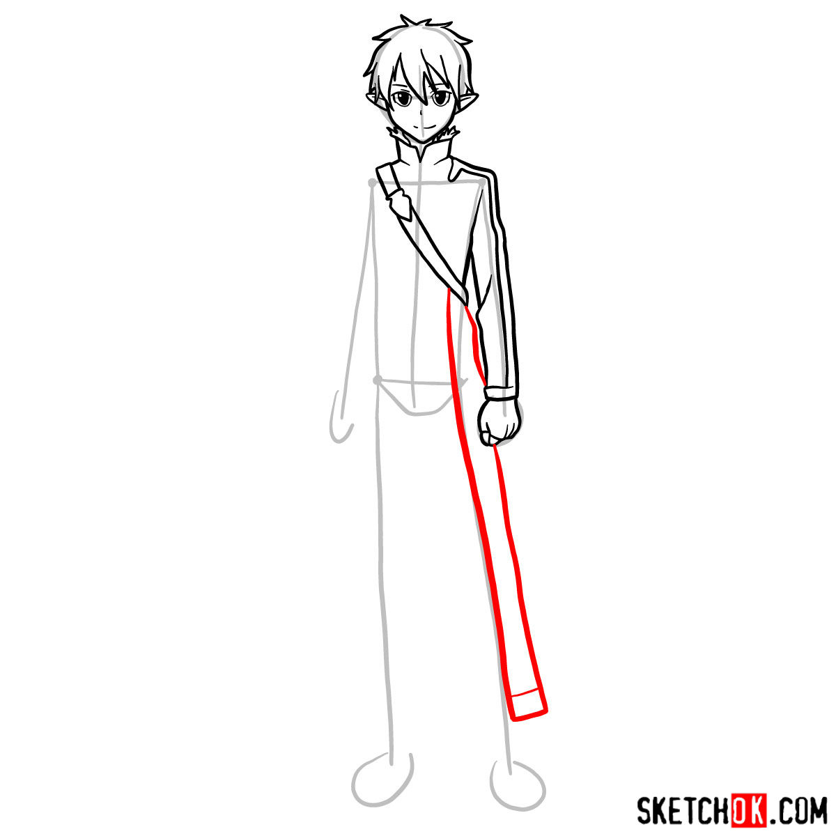 How to draw Kirito (Kirigaya Kazuto) - step 09