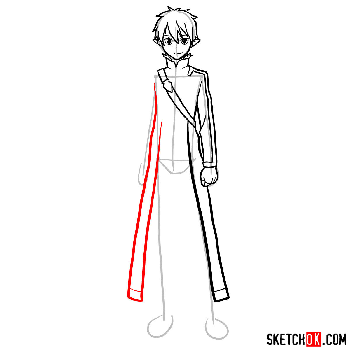 How to draw Kirito (Kirigaya Kazuto) - step 10