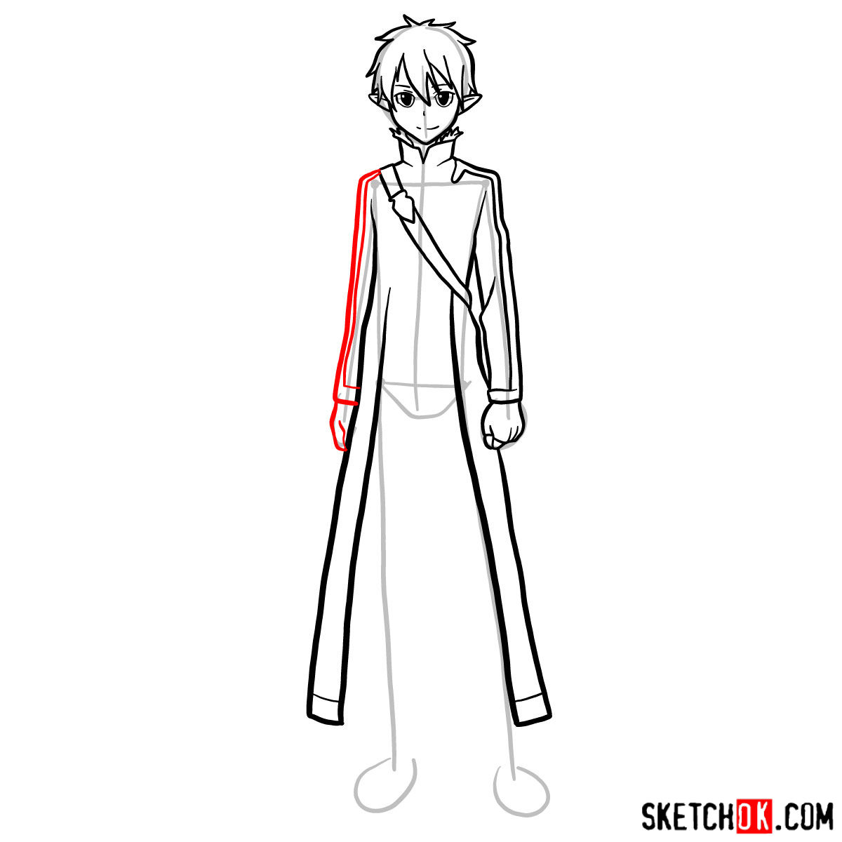 How to draw Kirito (Kirigaya Kazuto) - step 11