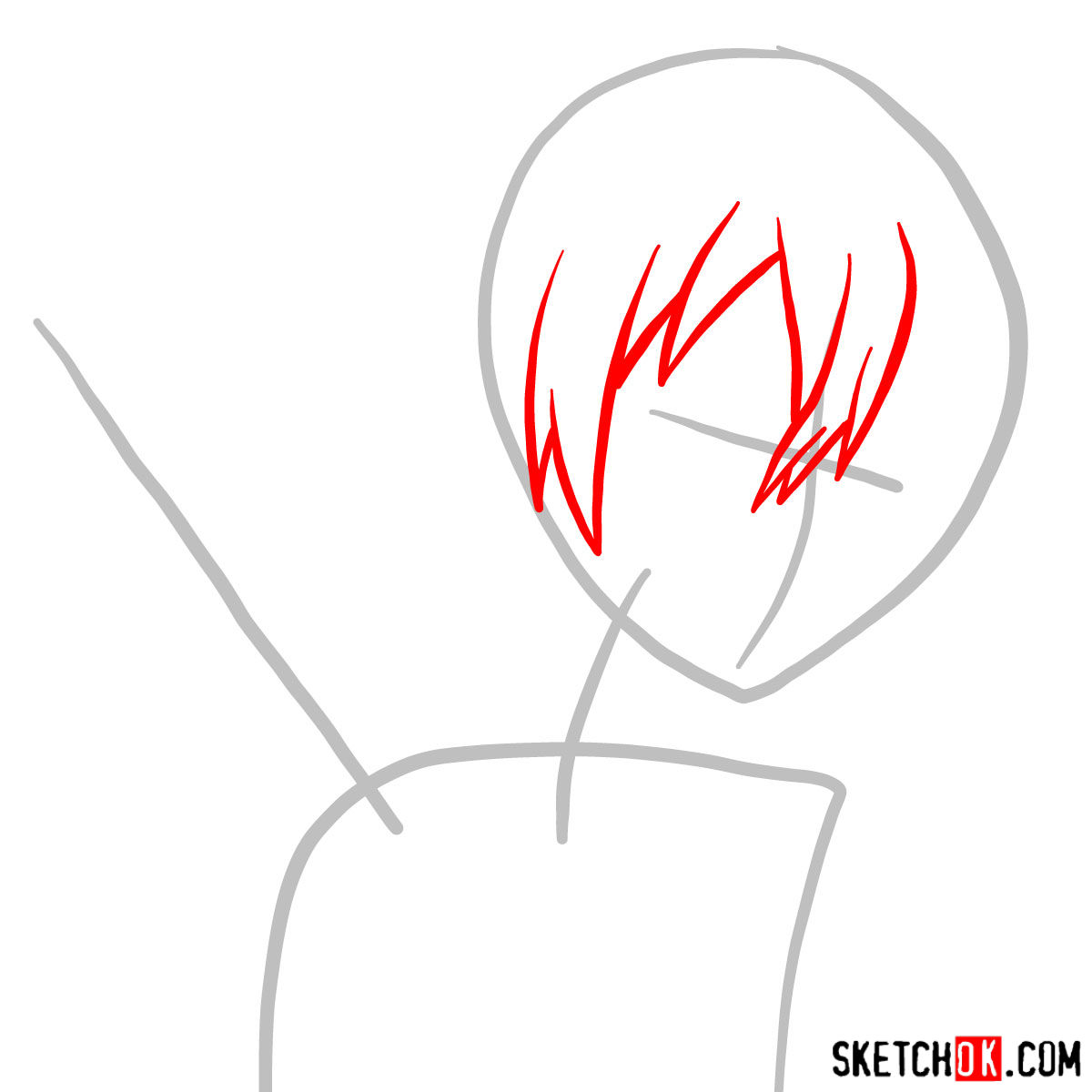 How to draw Kirito's portrait (Sword Art Online) - step 02