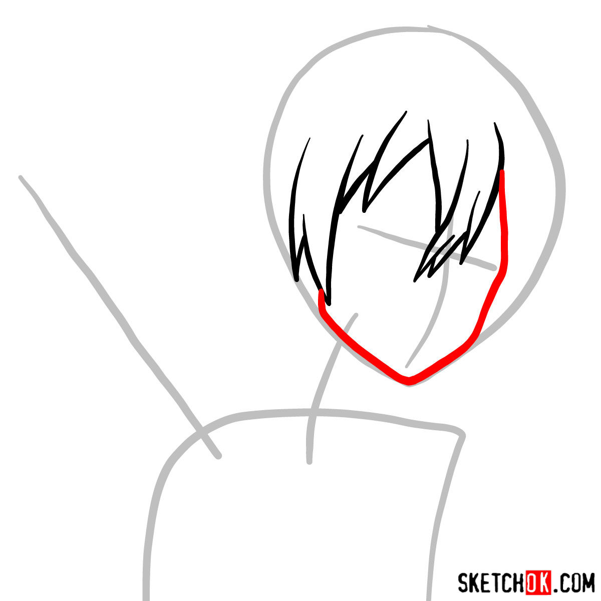 How to draw Kirito's portrait (Sword Art Online) - step 03