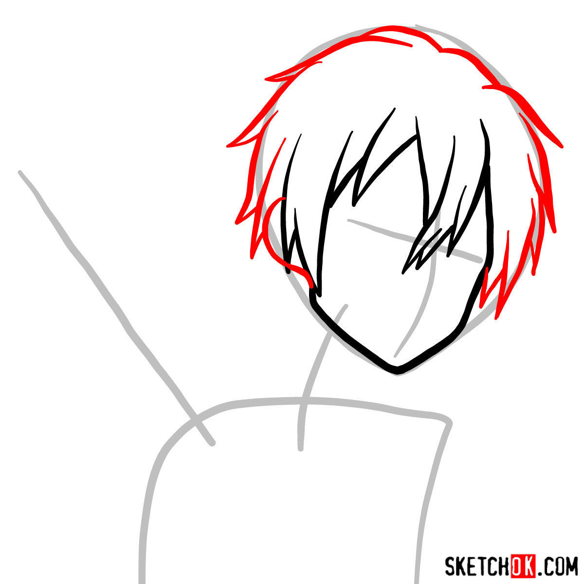 How to draw Kirito's portrait (Sword Art Online) - step 04