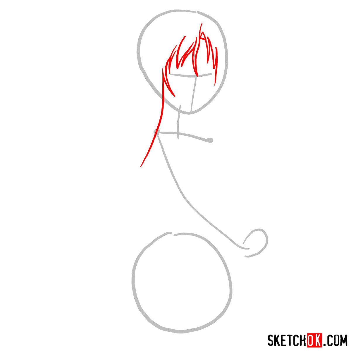 How to draw Yuuki Asuna to the waist - step 02