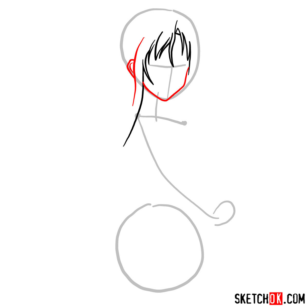 How to draw Yuuki Asuna to the waist - step 03