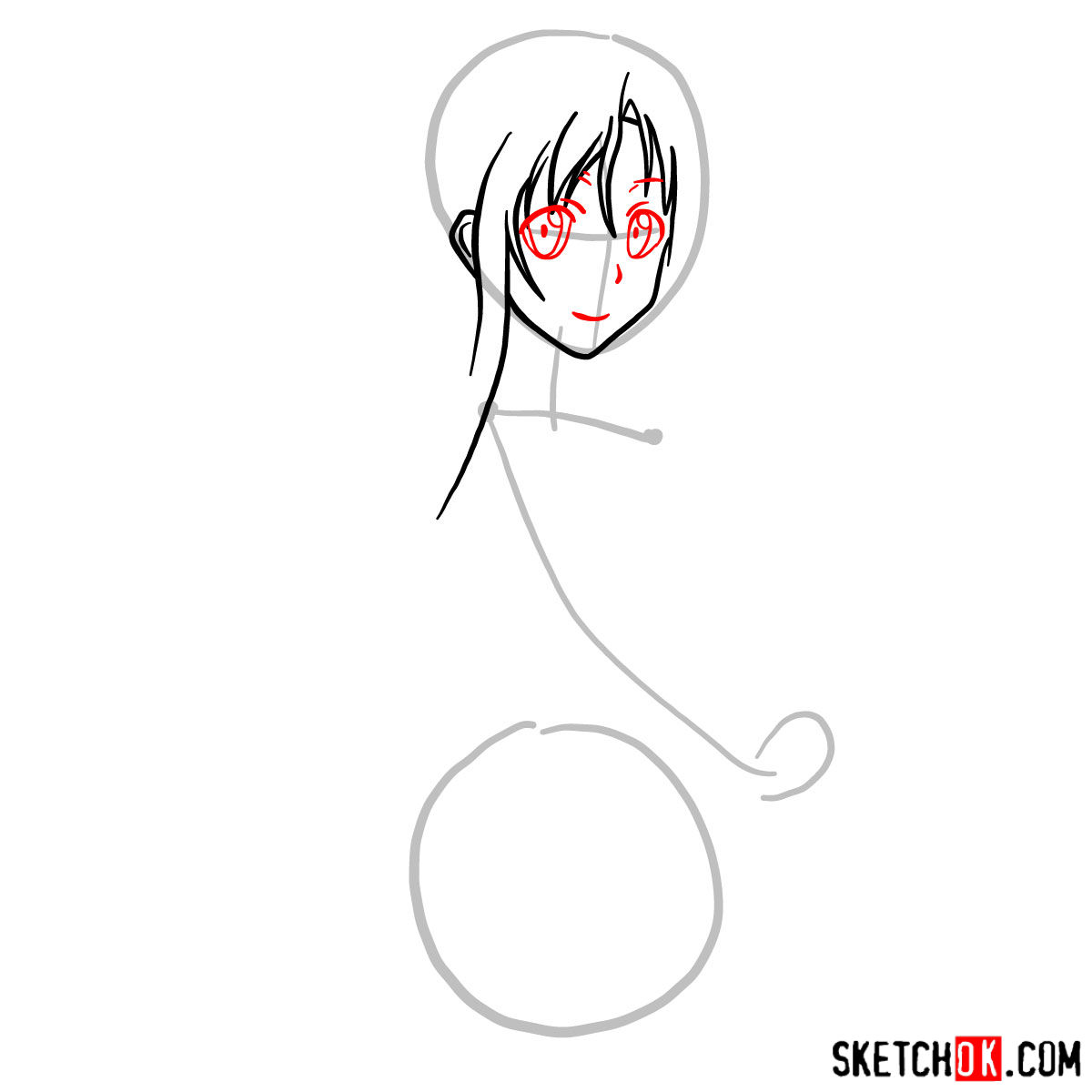 How to draw Yuuki Asuna to the waist - step 04