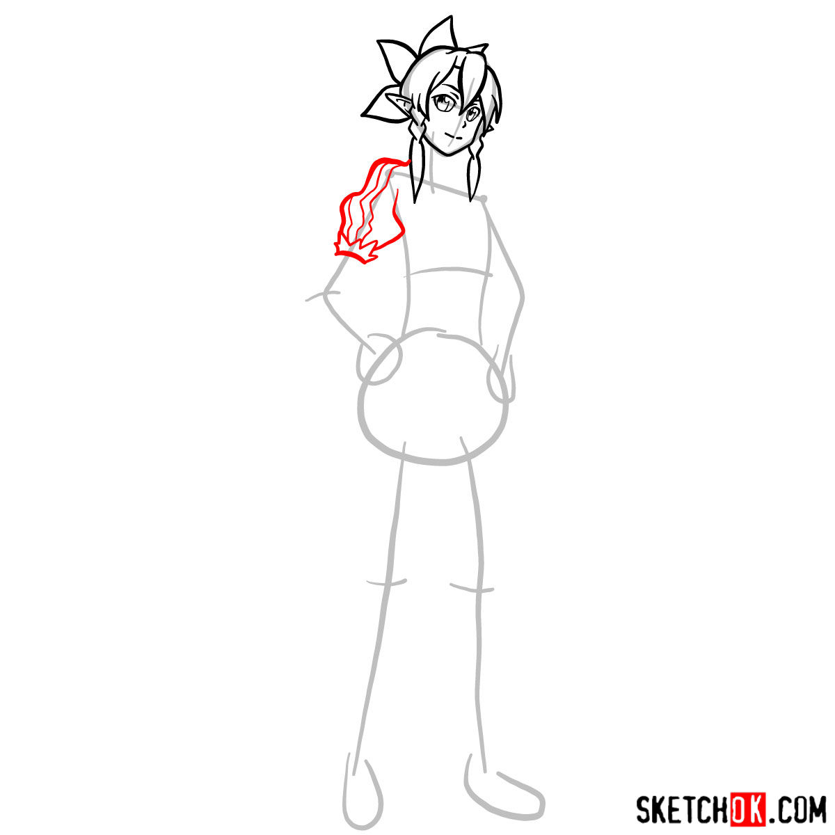 How to draw Leafa - Sword Art Online -  step 06