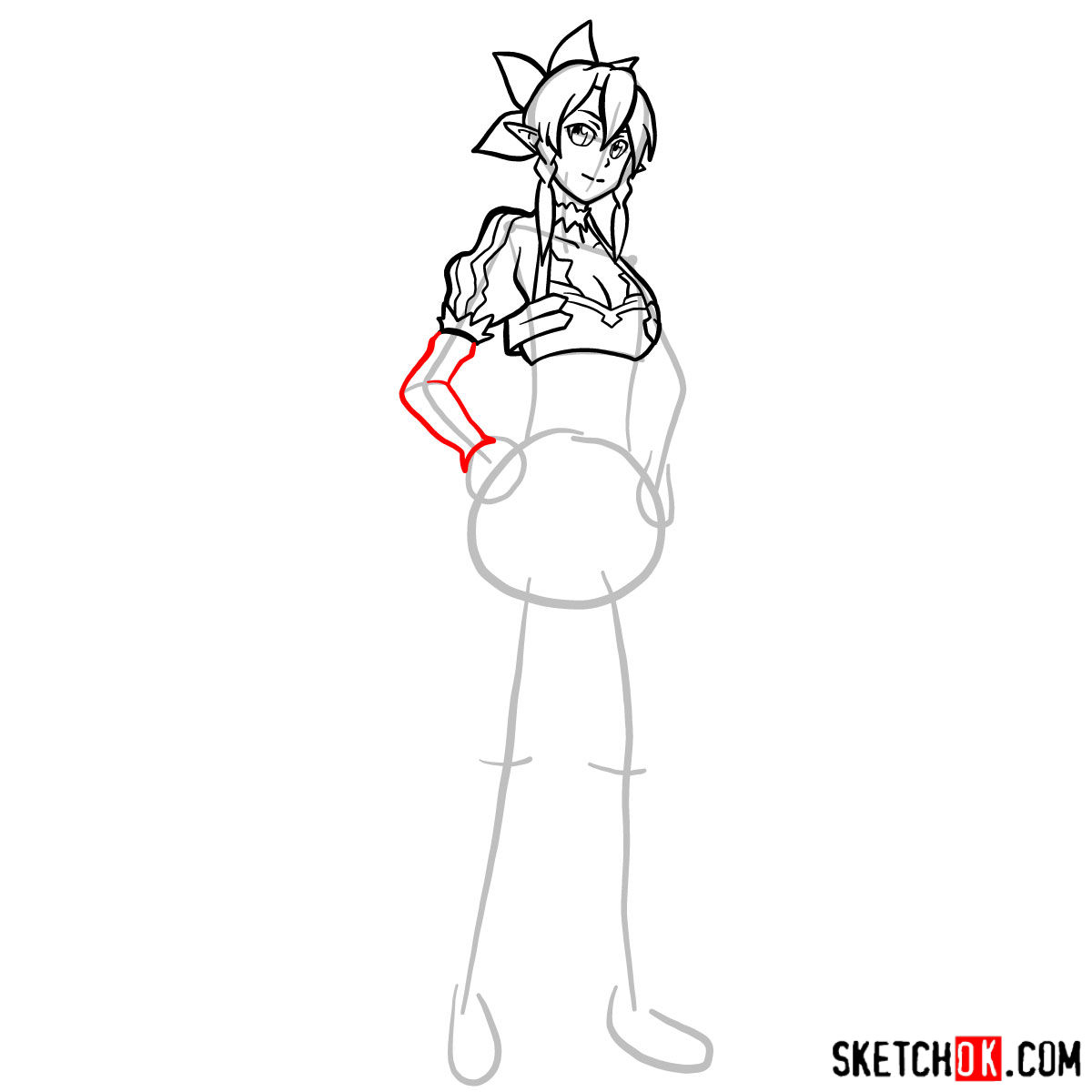 How to draw Leafa - Sword Art Online - step 10