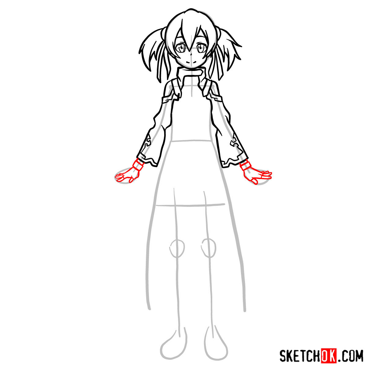 How to draw Silica from Sword Art Online - step 09