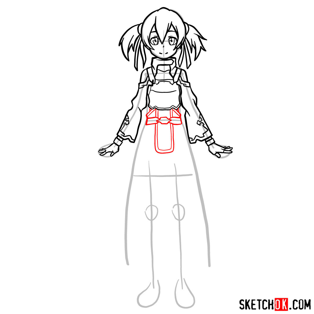 How to draw Silica from Sword Art Online - step 11