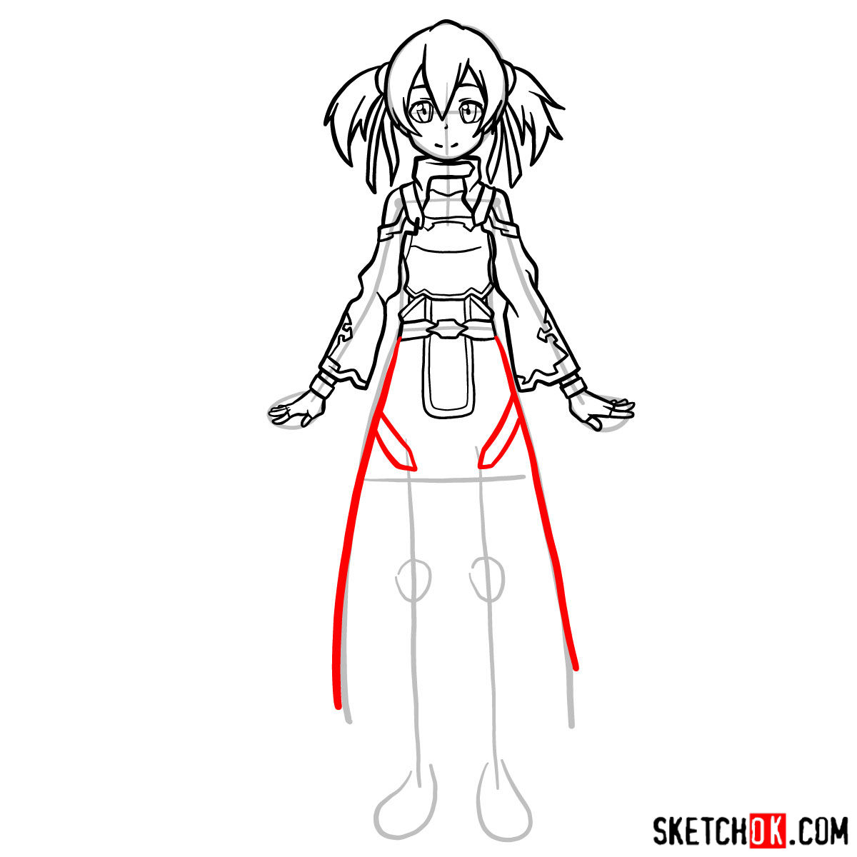 How to draw Silica from Sword Art Online - step 12