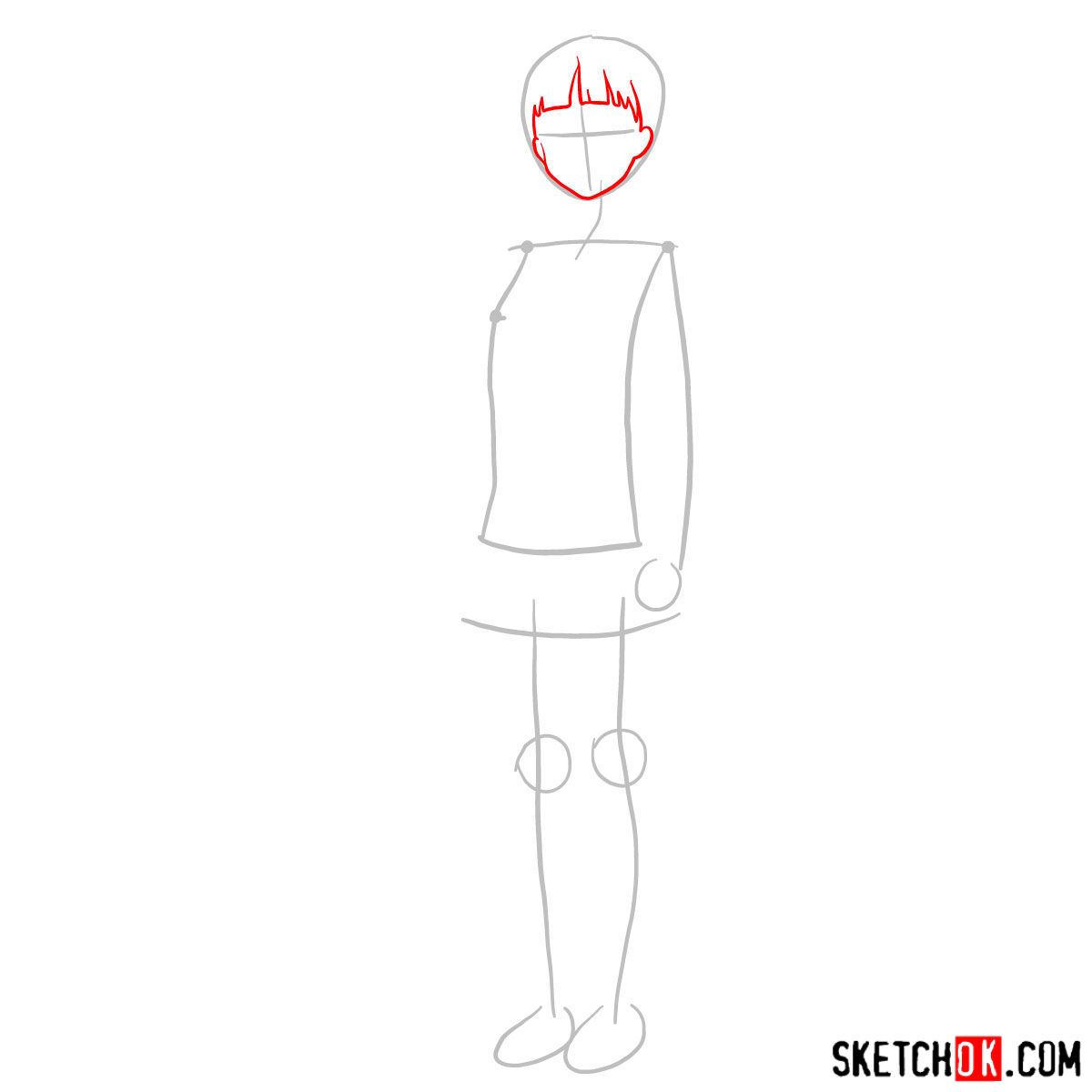 How to draw Kirigaya Suguha - step 02